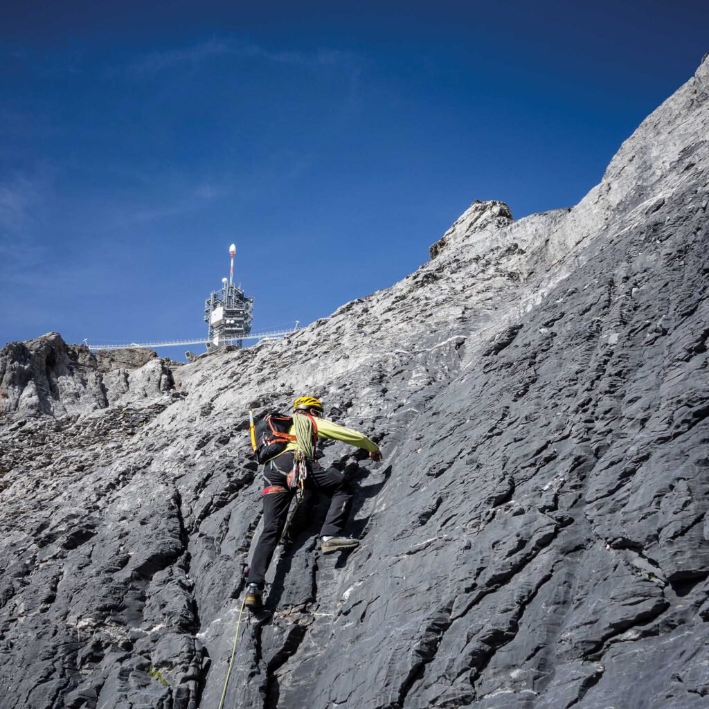 Ascent via the South Wall to the Klein Titlis above Engelberg