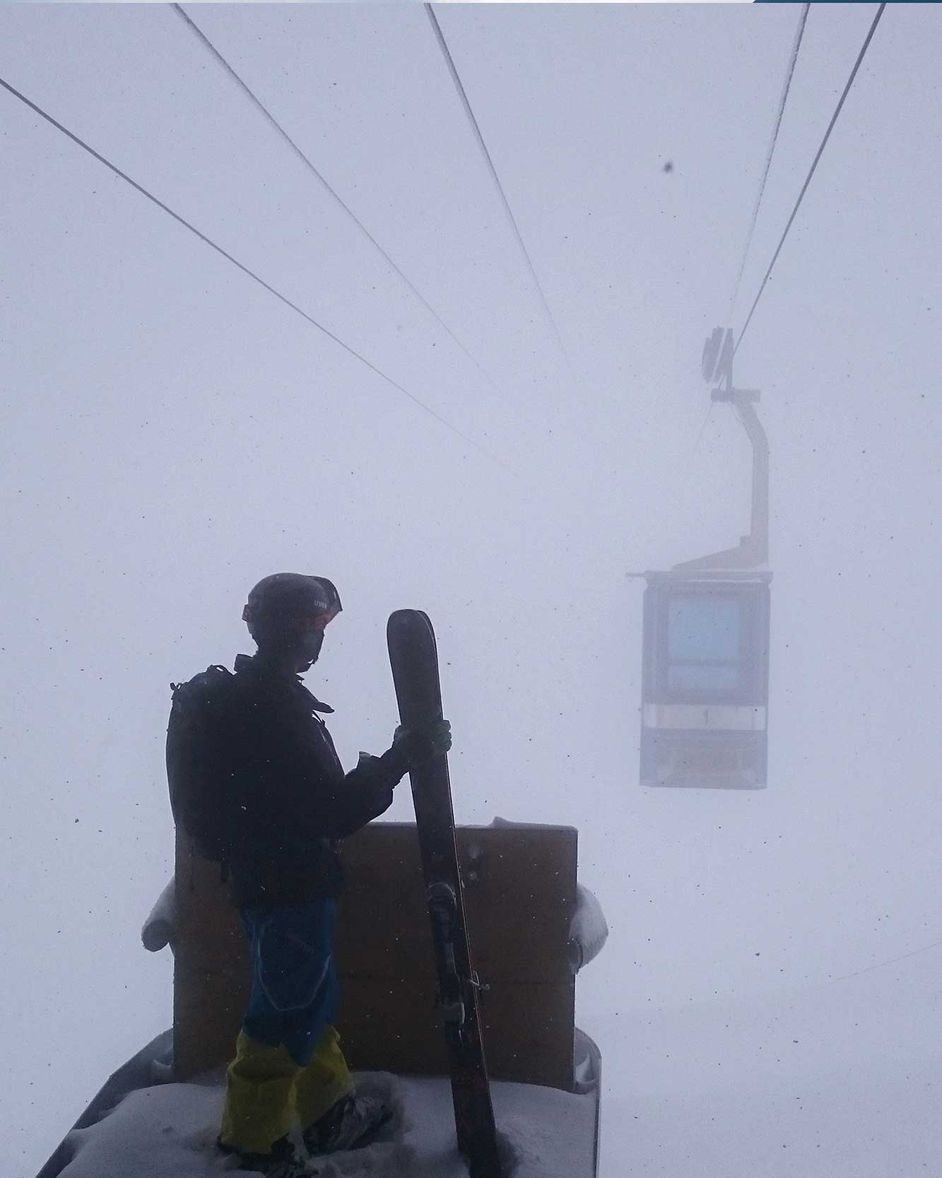 Freeride Älplerseil at Titlis in poor visibility