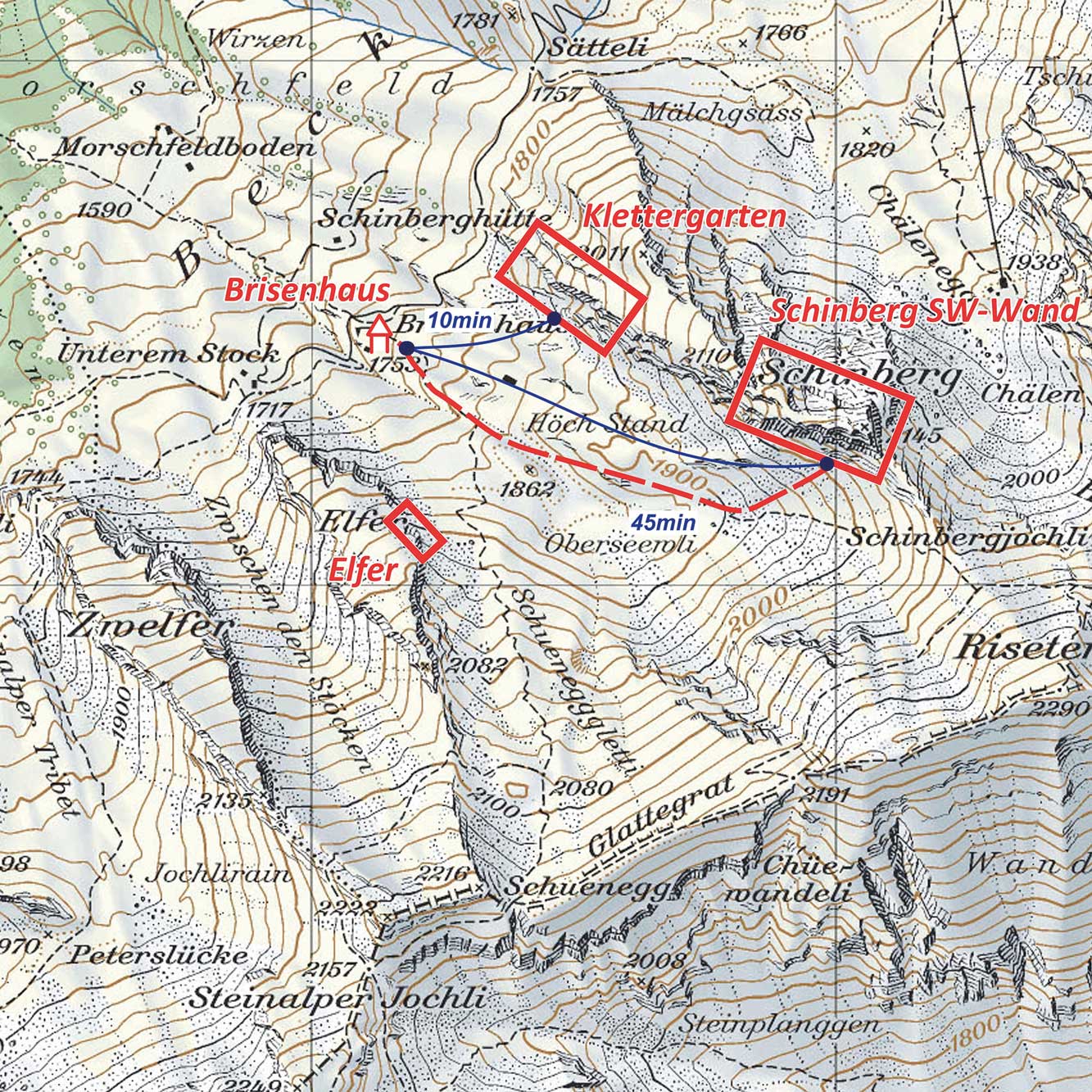 Access route Schinberg SW Face