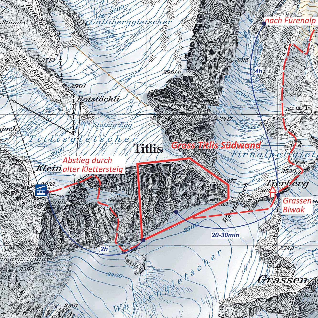 Zustiegskarte Titlis Südwand